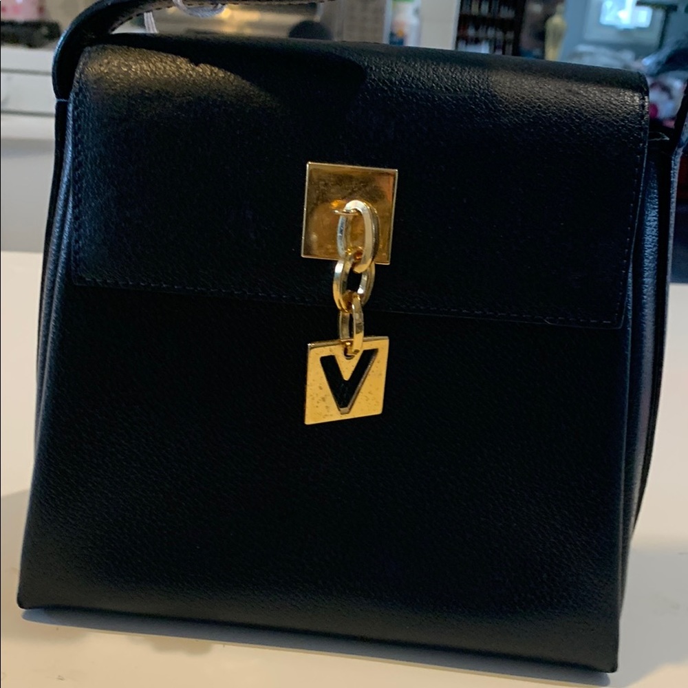 Mario Valentino Black Mini Bag with Gold Accents